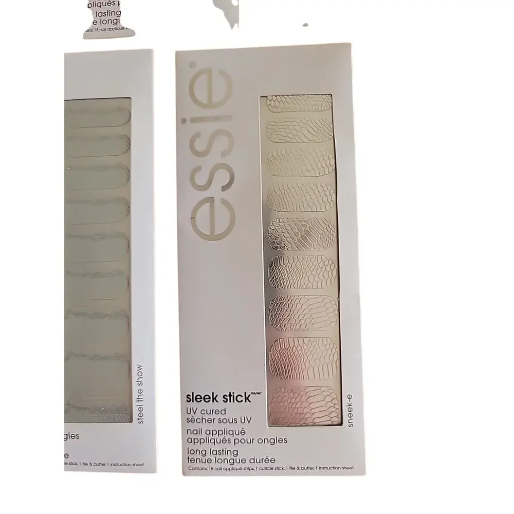 5 Pack Essie Sleek Stick Nail Applique UV Cured Stickers Metallic‎ Bundle